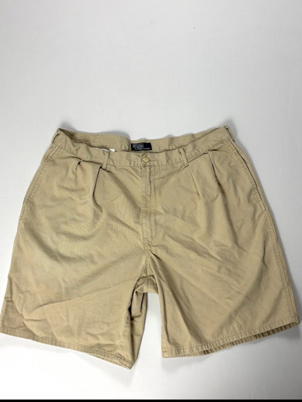 Polo Ralph Lauren Mens Pleated Khaki Shorts Beige Sz 42 Cotton